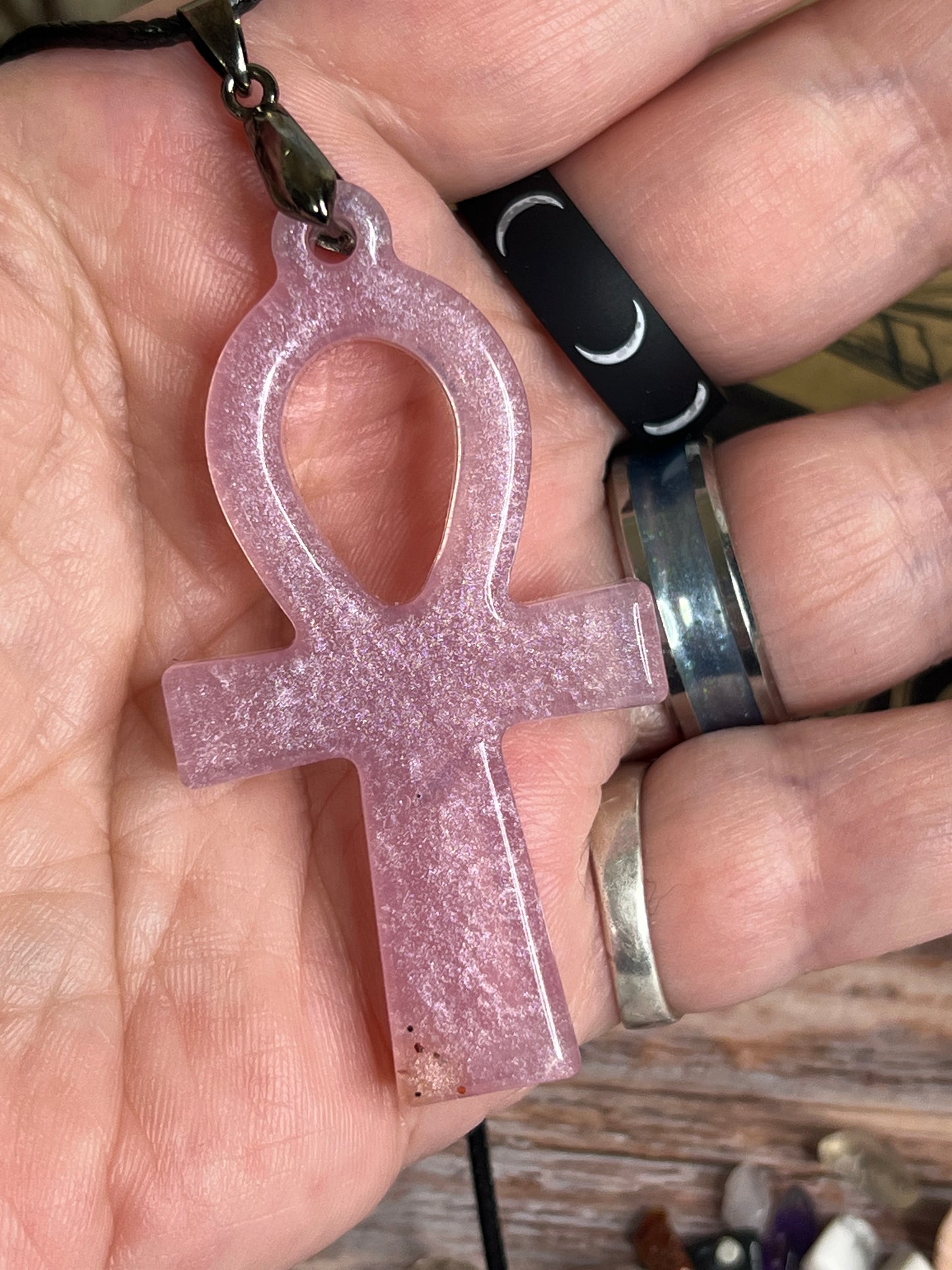 Blush Ankh Pendant | Soft Rose Light & Sacred Form