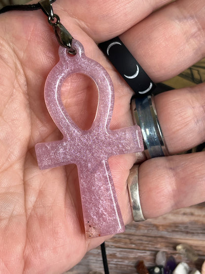 Blush Ankh Pendant | Soft Rose Light & Sacred Form