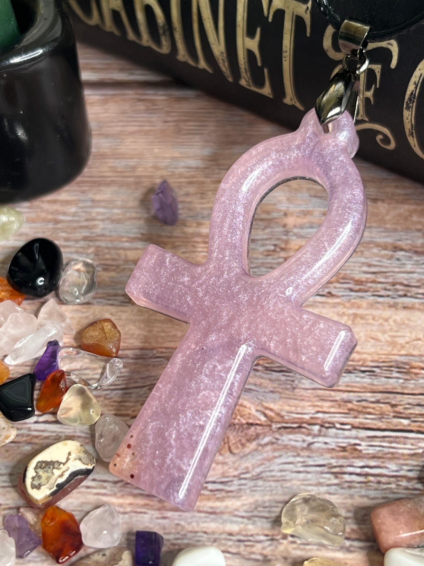 Blush Ankh Pendant | Soft Rose Light & Sacred Form