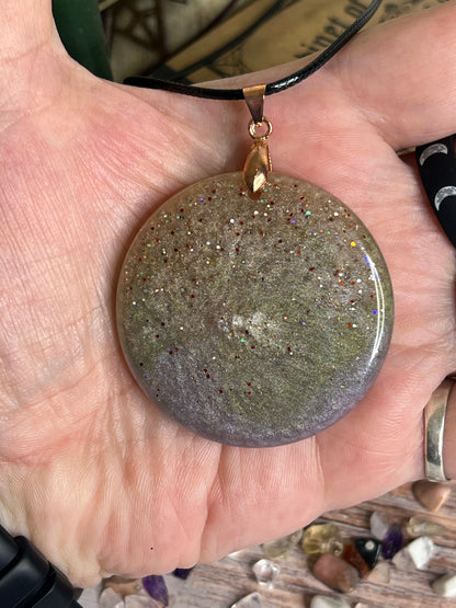 Stardust Ember Pendant | Warm Bronze & Cosmic Sparkle