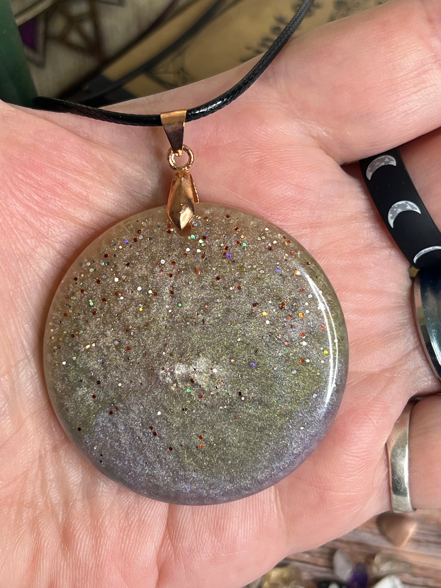Stardust Ember Pendant | Warm Bronze & Cosmic Sparkle