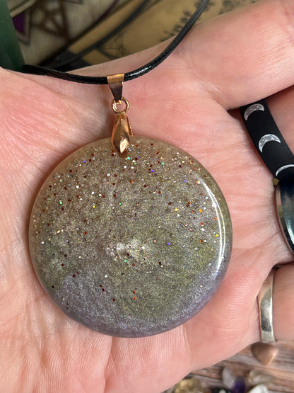 Stardust Ember Pendant | Warm Bronze & Cosmic Sparkle
