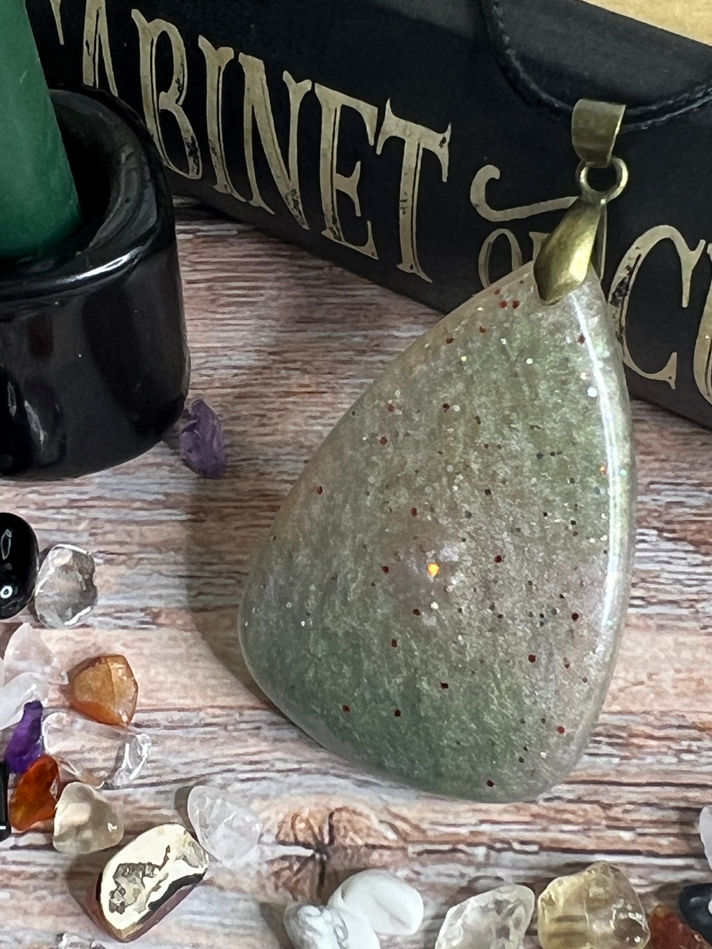 Forest Ember Pendant | Earthy Greens & Soft Stardust
