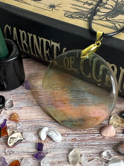 Celestial Veil Pendant | Soft Gold & Ocean Tones