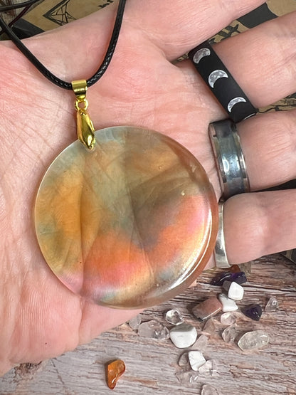 Celestial Veil Pendant | Soft Gold & Ocean Tones