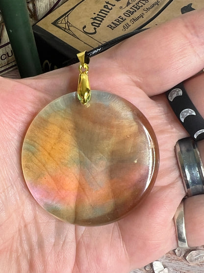 Celestial Veil Pendant | Soft Gold & Ocean Tones