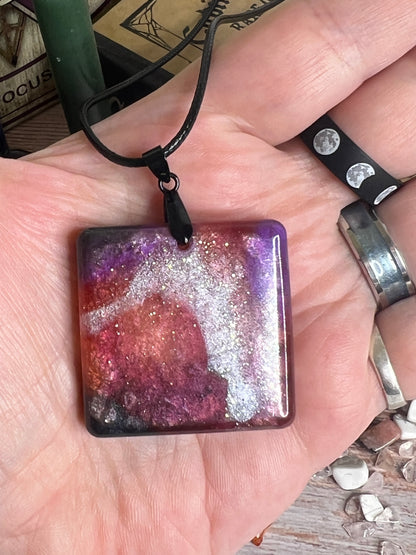 Crimson Aura Pendant | Radiant Reds & Violet Light