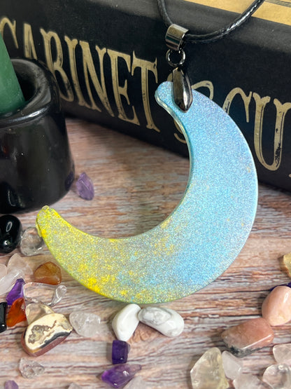 Moonlit Tide Pendant | Soft Aqua & Golden Glow