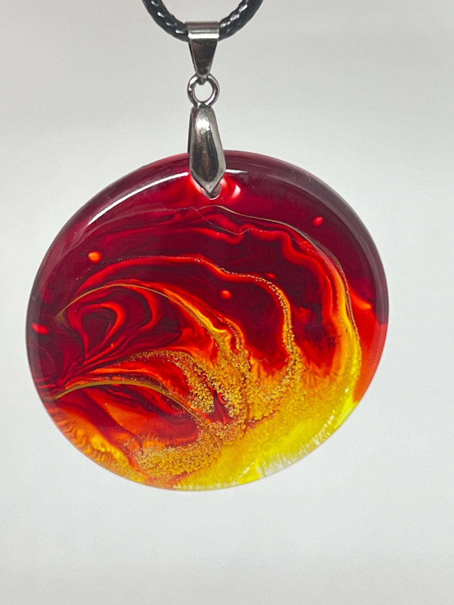Phoenix Heart — Fire Resin Pendant