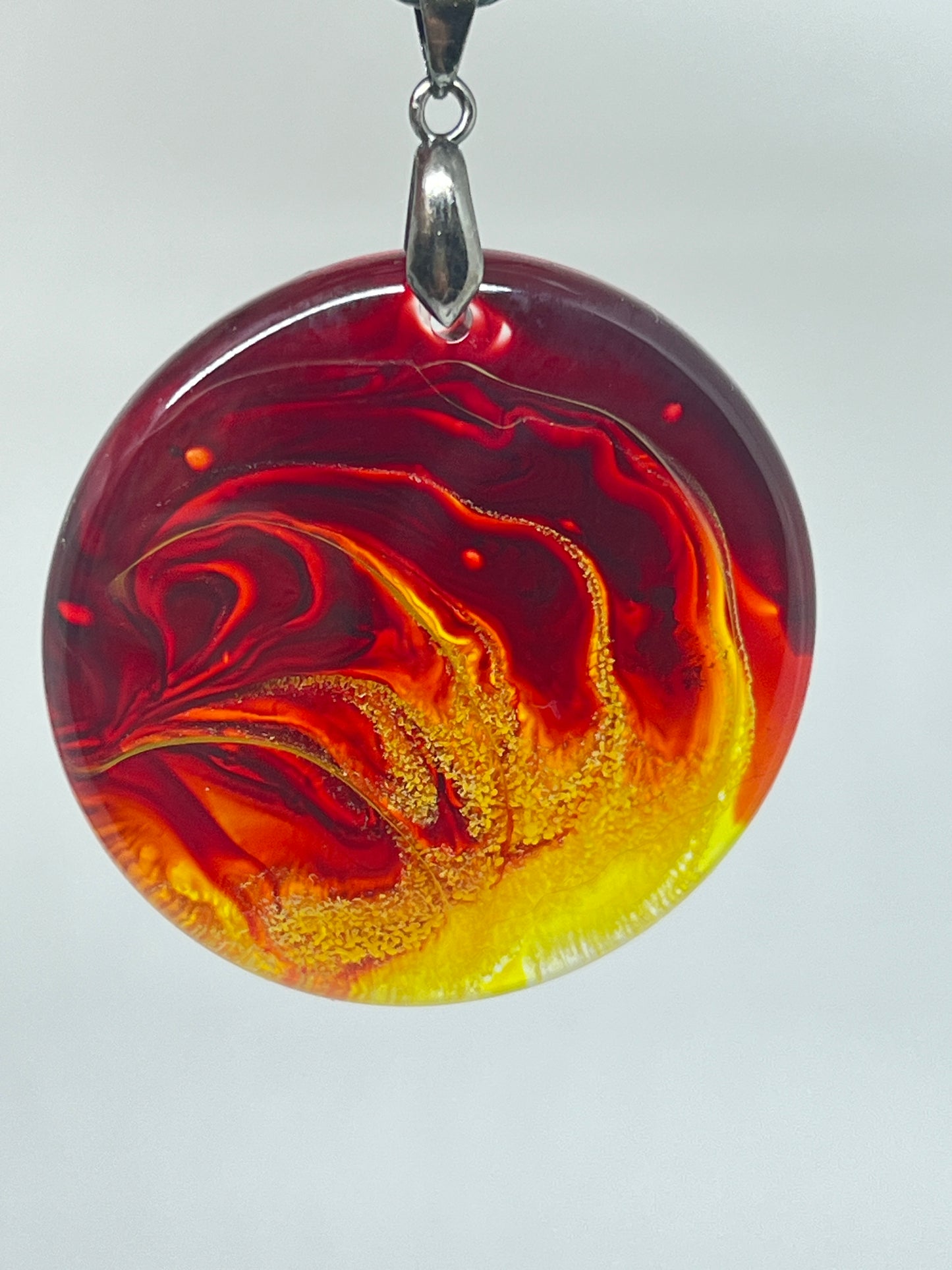 Phoenix Heart — Fire Resin Pendant