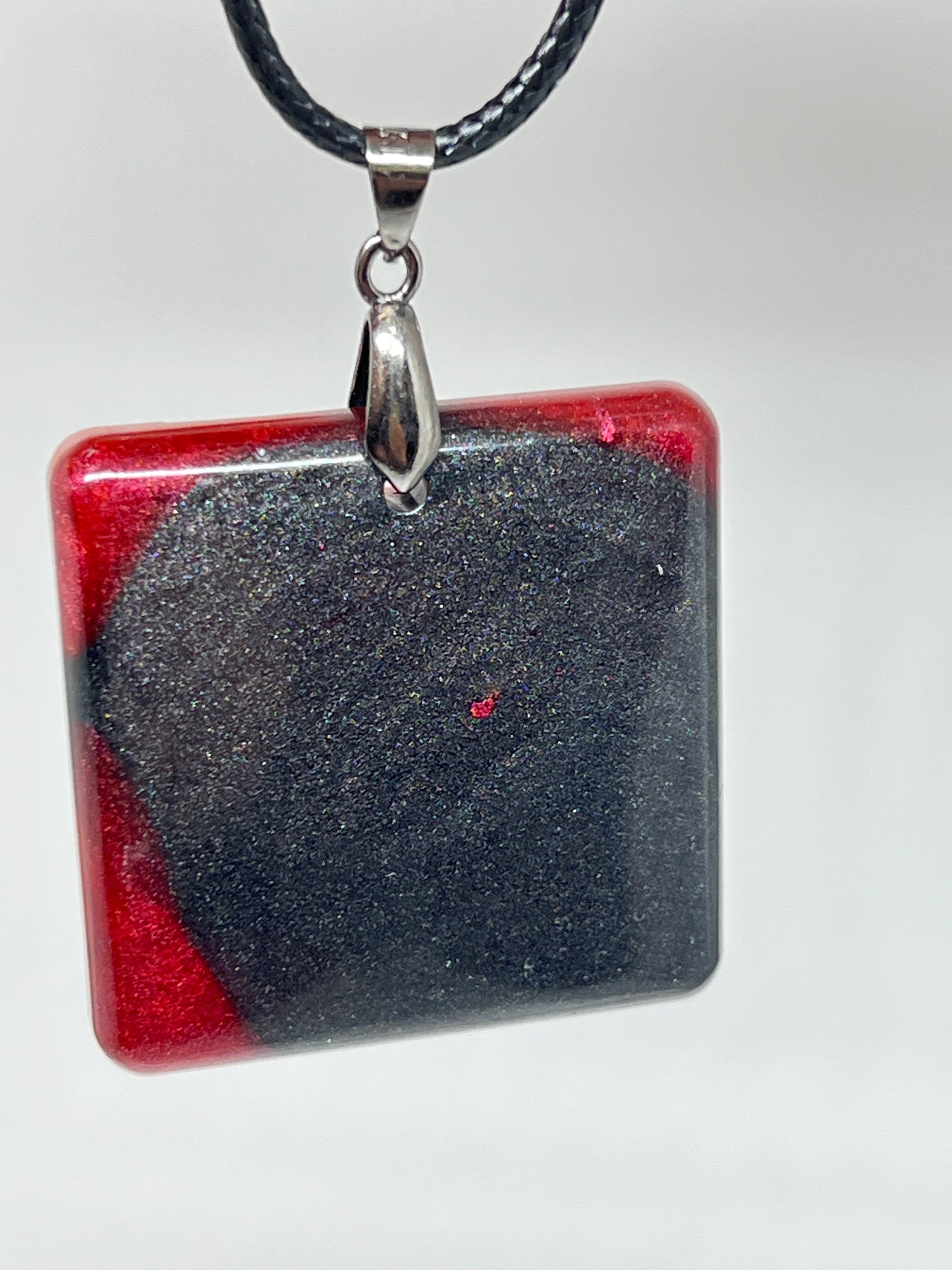 Shadow & Ember — Black & Red Resin Pendant