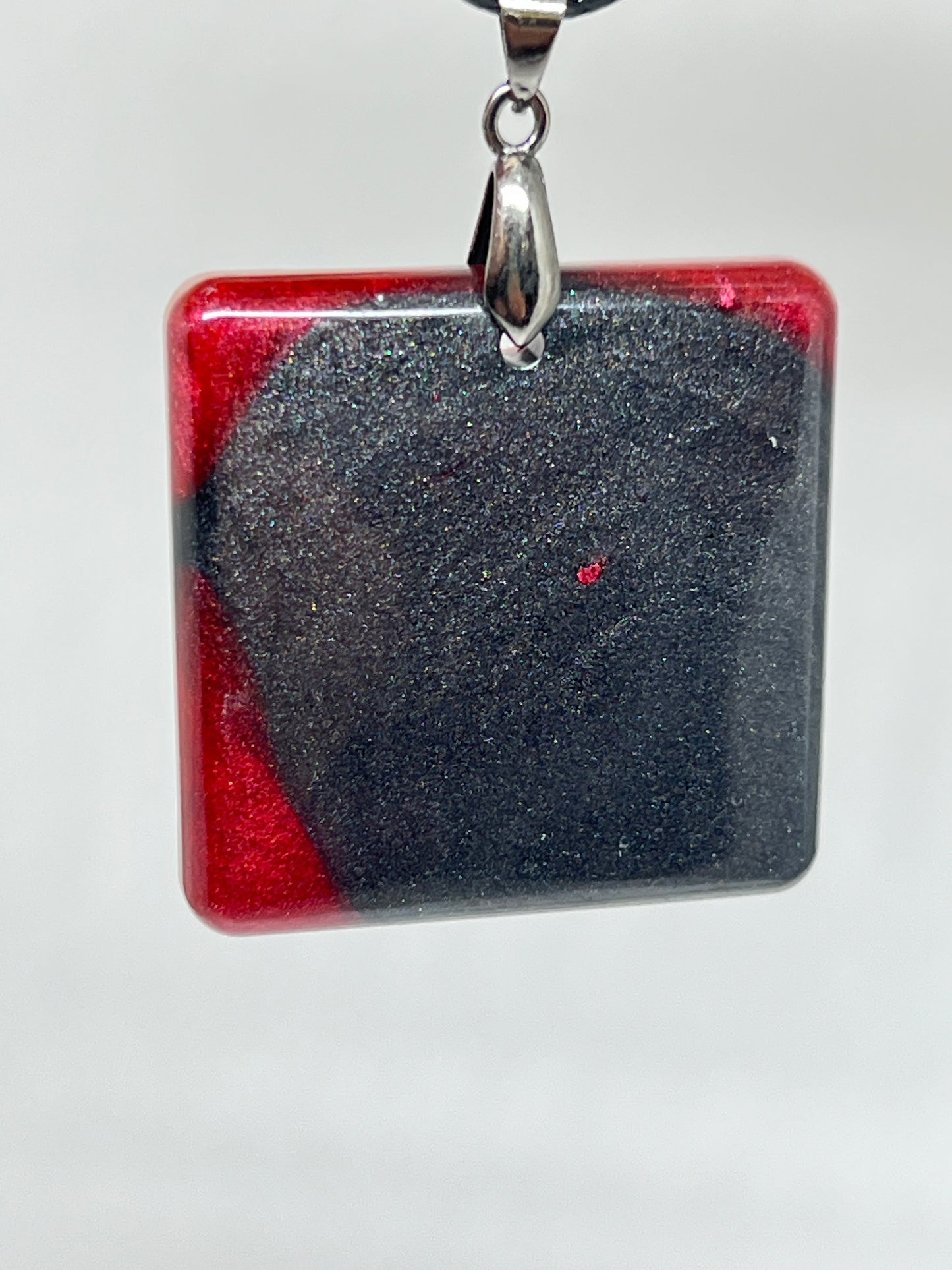 Shadow & Ember — Black & Red Resin Pendant