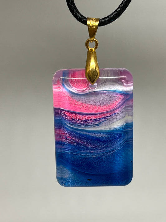 Sunset Tide — Pink & Blue Resin Pendant