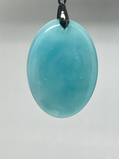 Still Waters — Aqua Oval Resin Pendant
