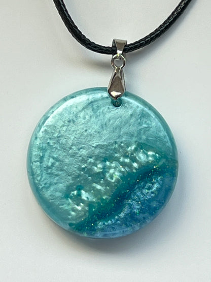 Deep Water Magic — Aqua Teal Resin Pendant