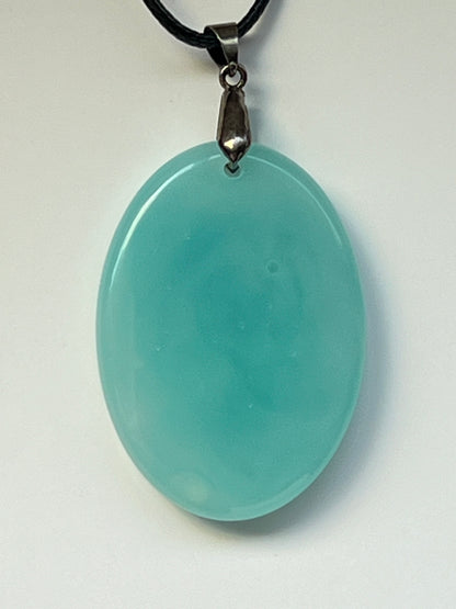 Still Waters — Aqua Oval Resin Pendant