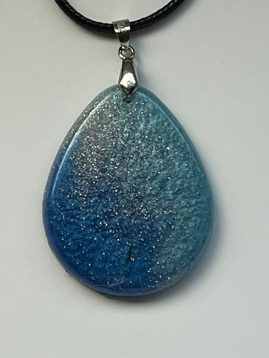Midnight Cosmos — Blue Glitter Resin Pendant