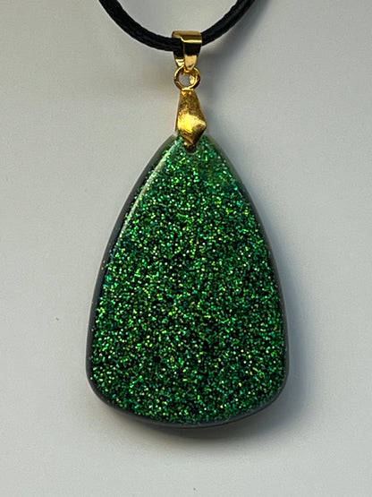 Deep Forest Night — Green & Midnight Blue Resin Pendant