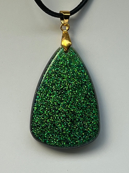 Deep Forest Night — Green & Midnight Blue Resin Pendant
