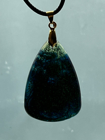 Deep Forest Night — Green & Midnight Blue Resin Pendant