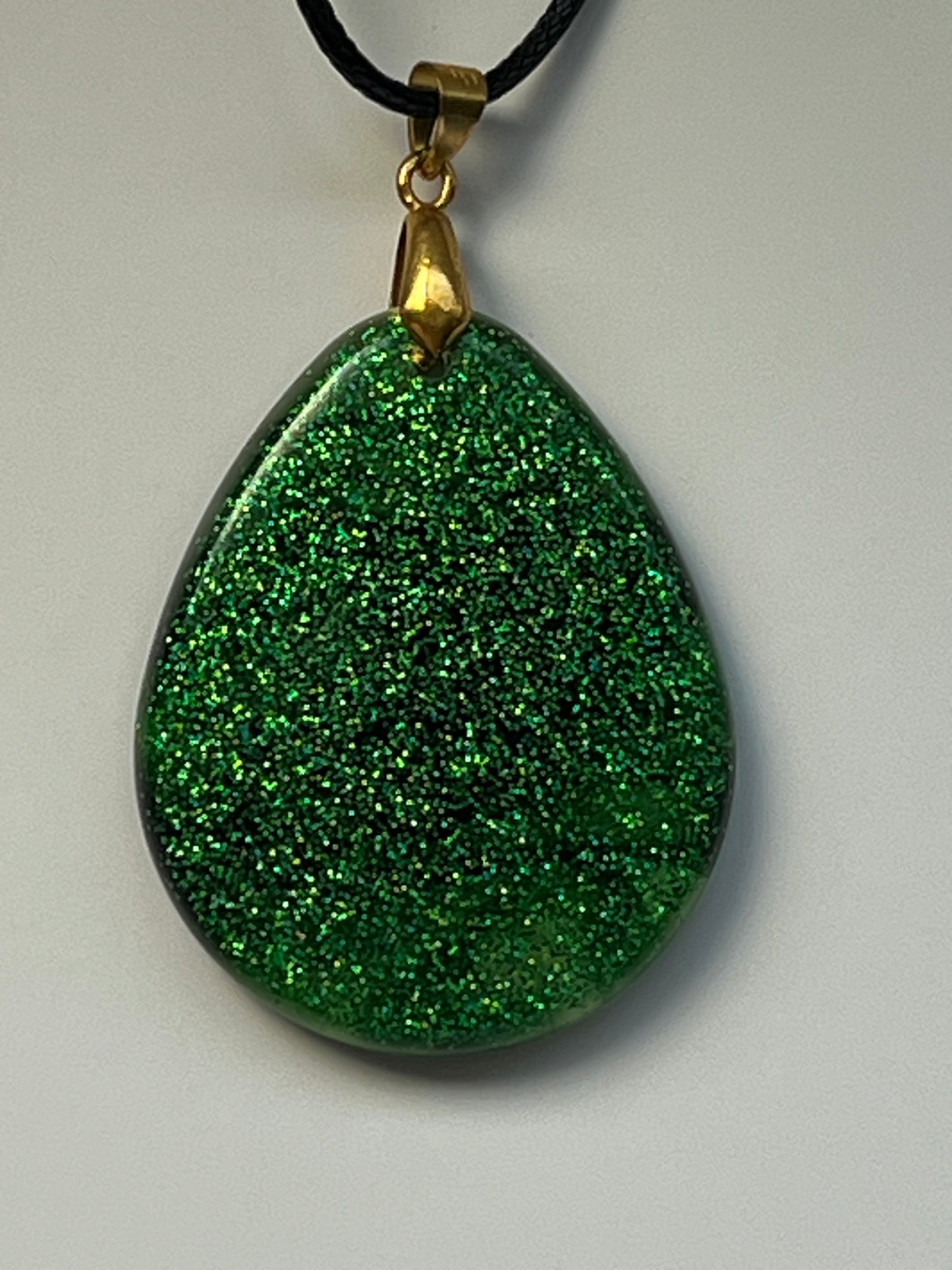 Emerald Enchantment — Green Glitter Resin Pendant