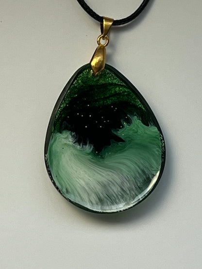 Emerald Enchantment — Green Glitter Resin Pendant