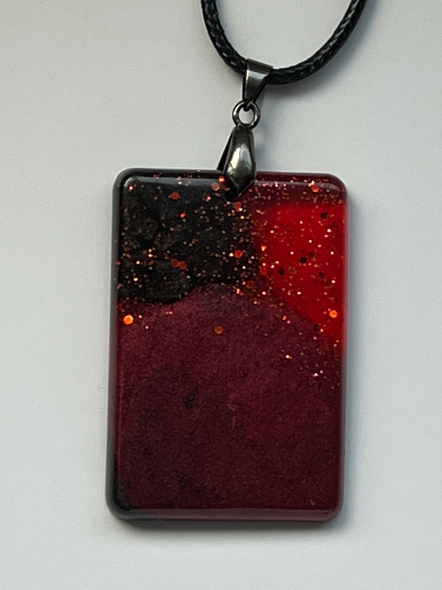 Dark Ember — Burgundy & Black Resin Pendant