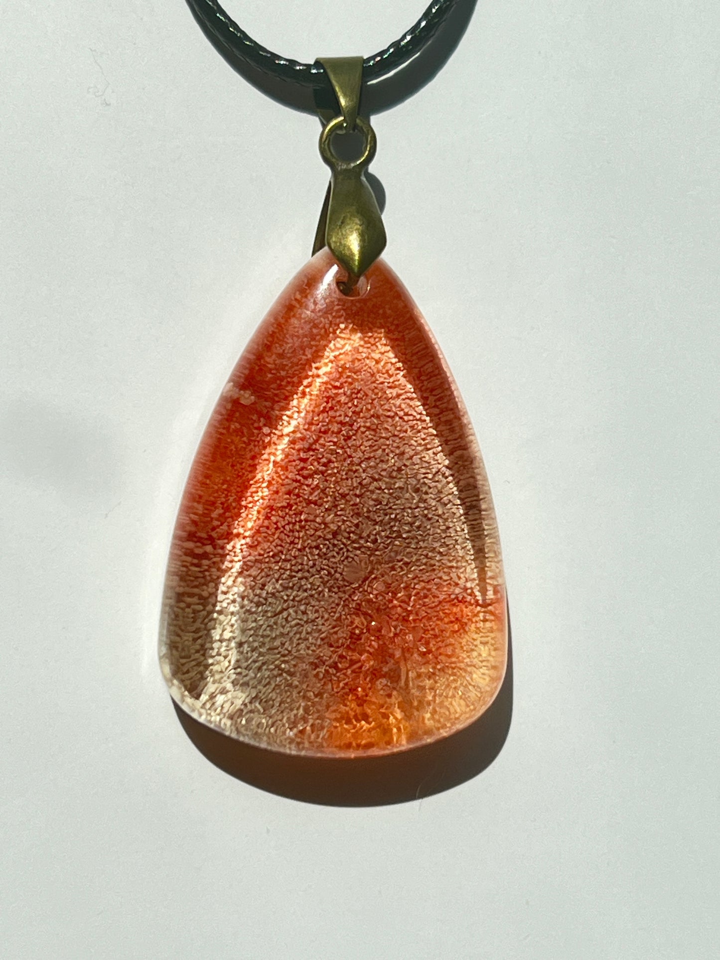 Copper Flame — Peach & Copper Resin Pendant