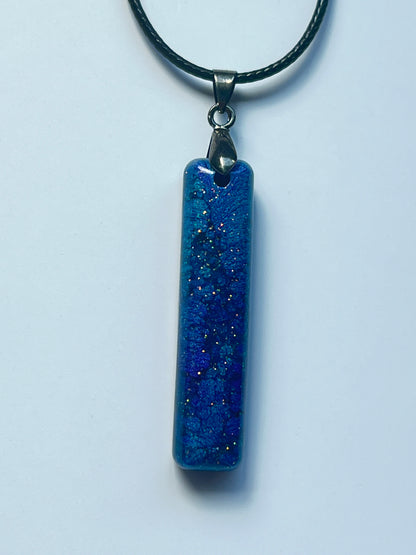Lapis Wand — Deep Blue Glitter Resin Pendant