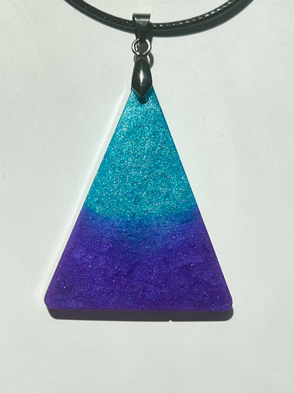 Celestial Pyramid — Teal & Violet Resin Pendant