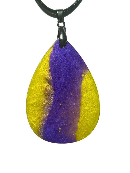 Solar Eclipse — Gold & Violet Resin Pendant