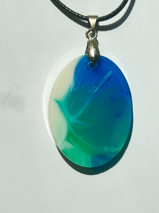 Coastal Dream — Blue & Teal Resin Pendant