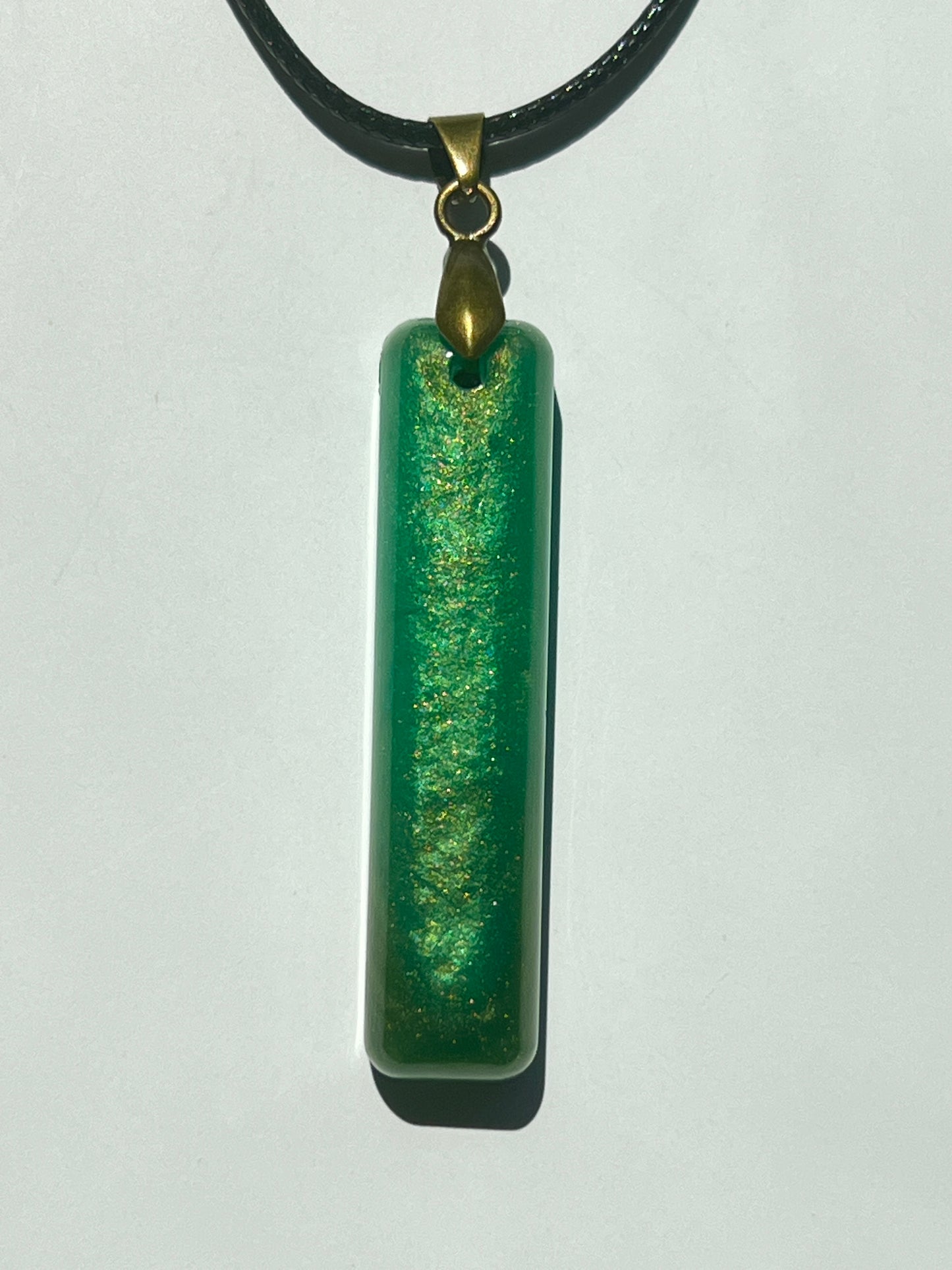 Enchanted Forest Wand — Green & Gold Resin Pendant
