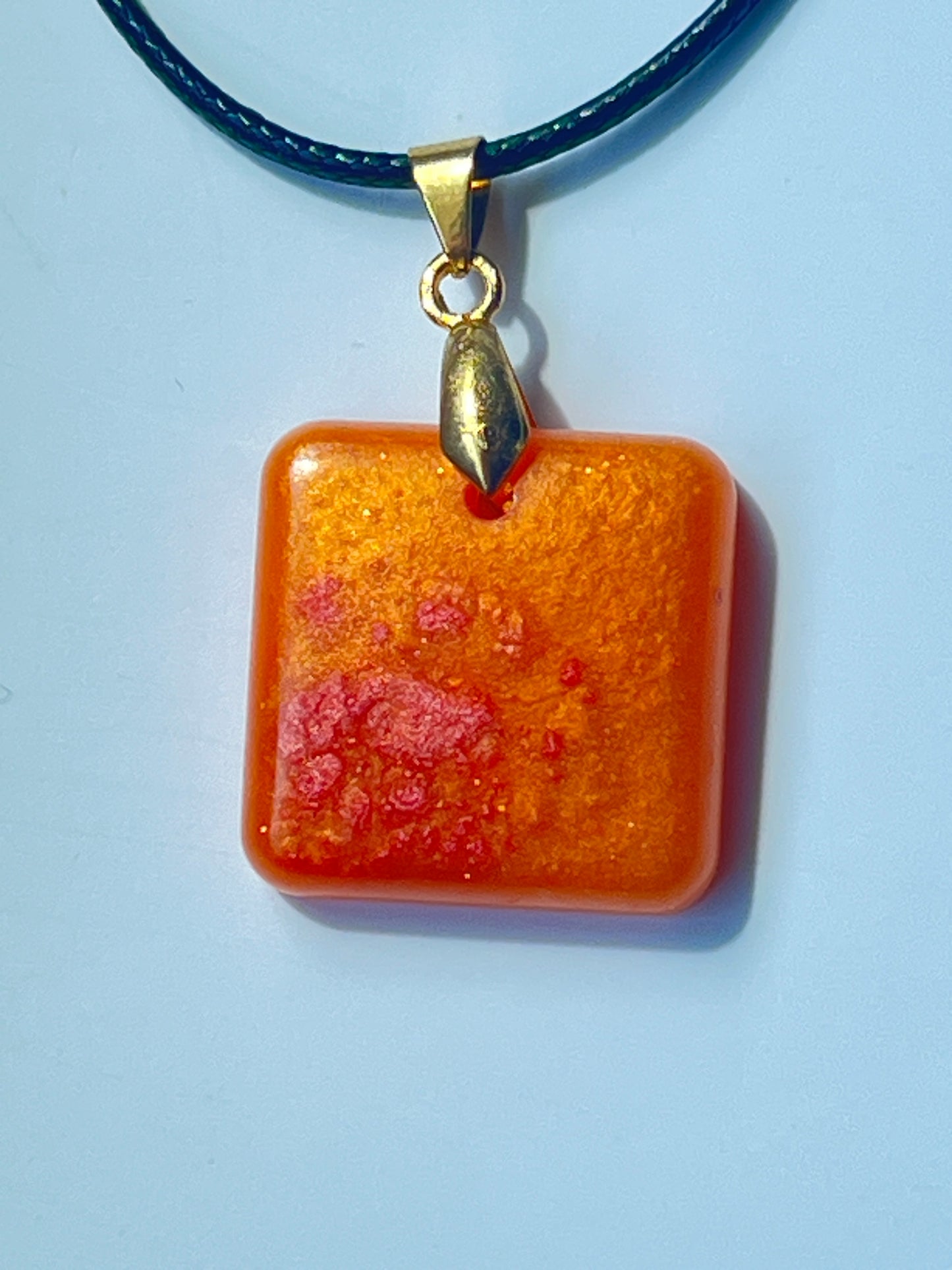 Harvest Fire — Orange & Red Resin Pendant