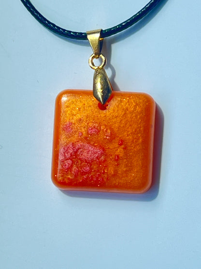 Harvest Fire — Orange & Red Resin Pendant
