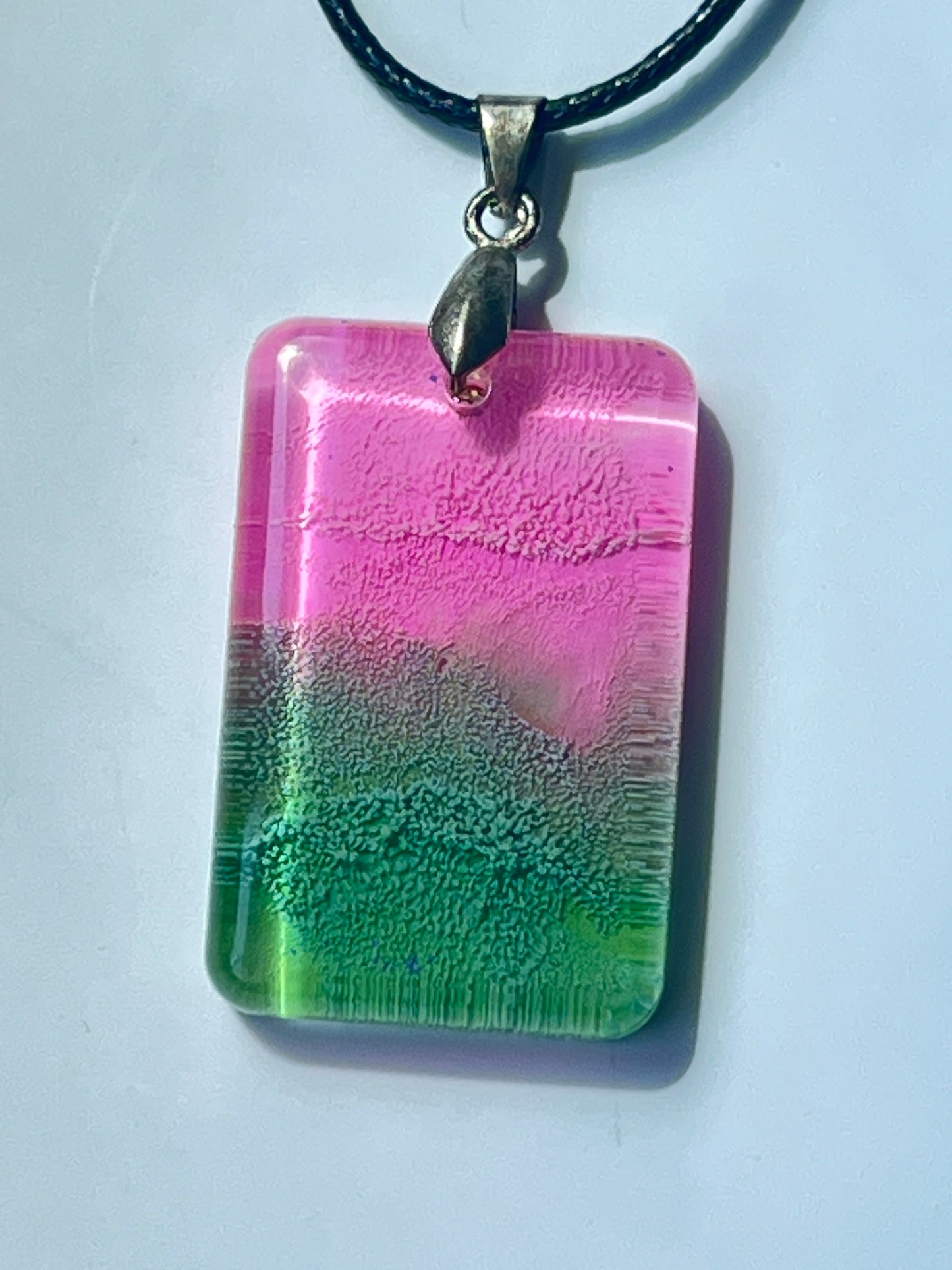 Cherry Blossom Grove — Pink & Green Resin Pendant