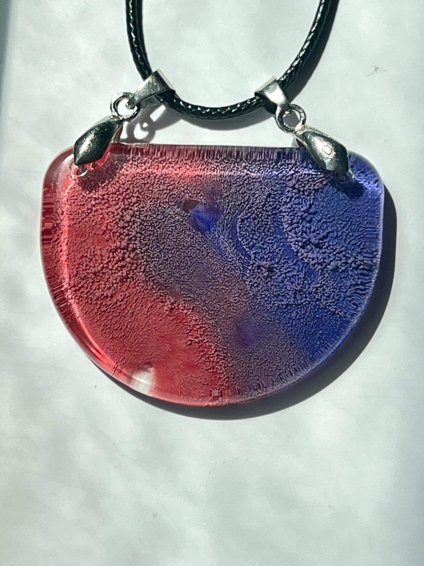 Dusk & Dawn — Rose & Cobalt Half Moon Resin Pendant