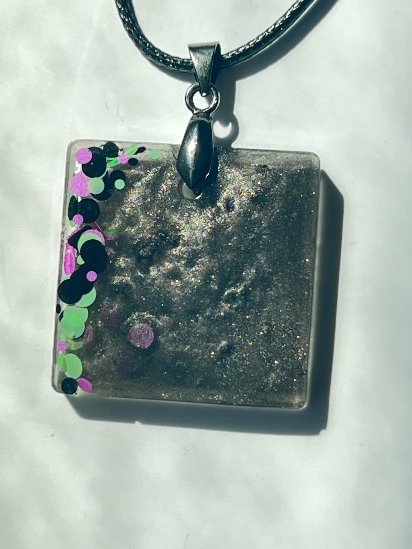 Witching Hour — Black & Confetti Resin Pendant