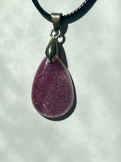 Amethyst Dusk — Purple Glitter Resin Pendant