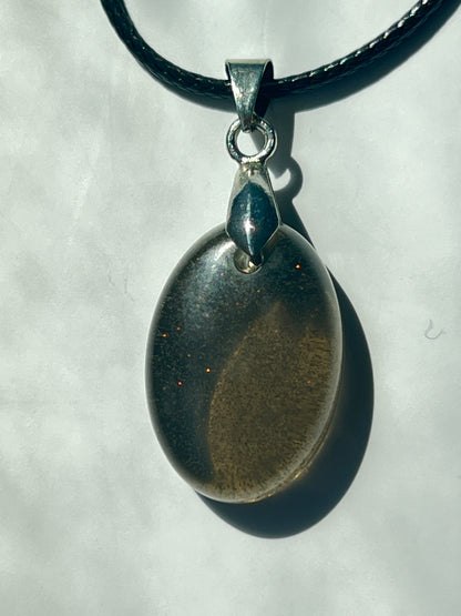 Shadow Stone — Charcoal Resin Pendant