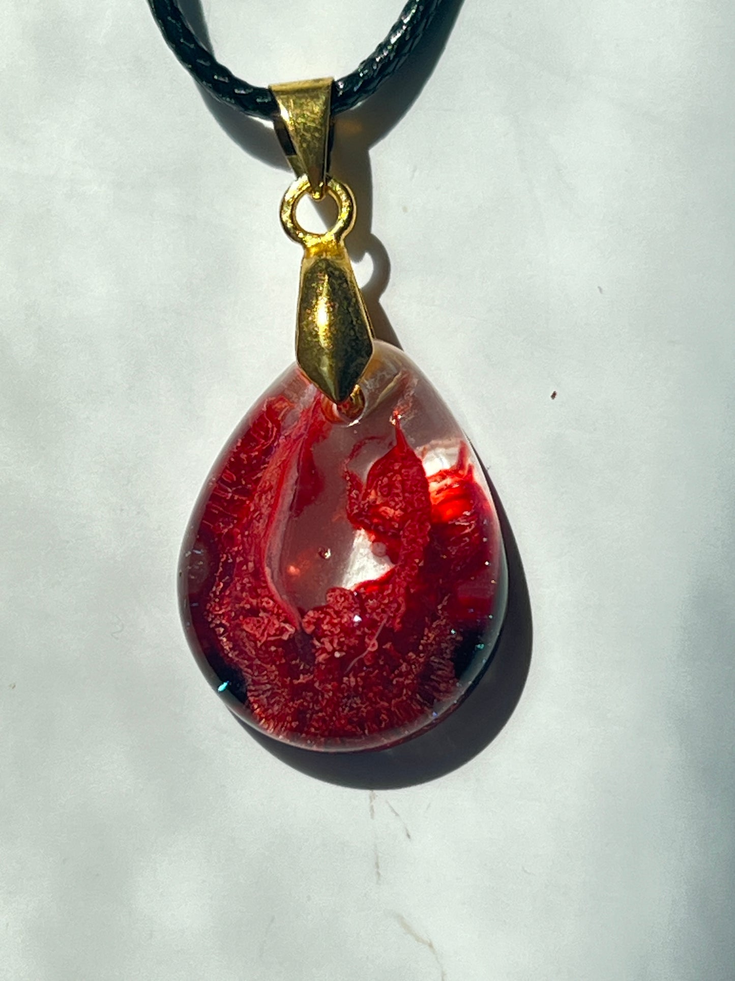 Ruby Inferno — Deep Red Resin Pendant