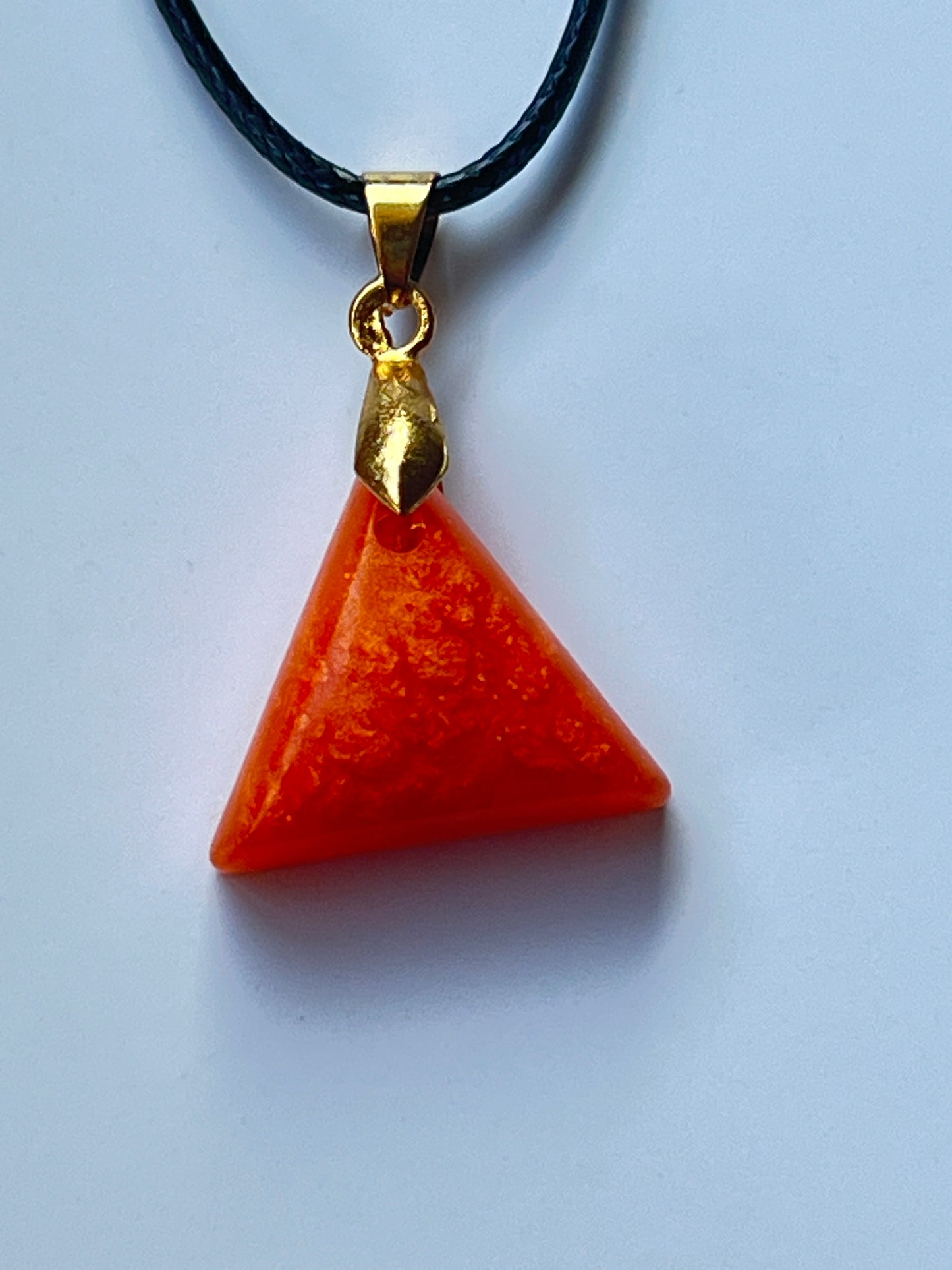Solar Pyramid — Orange Resin Pendant