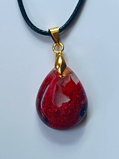 Ruby Inferno — Deep Red Resin Pendant
