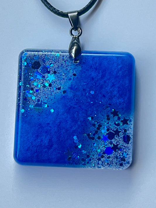 Stellar Cascade — Cobalt Blue Star Resin Pendant