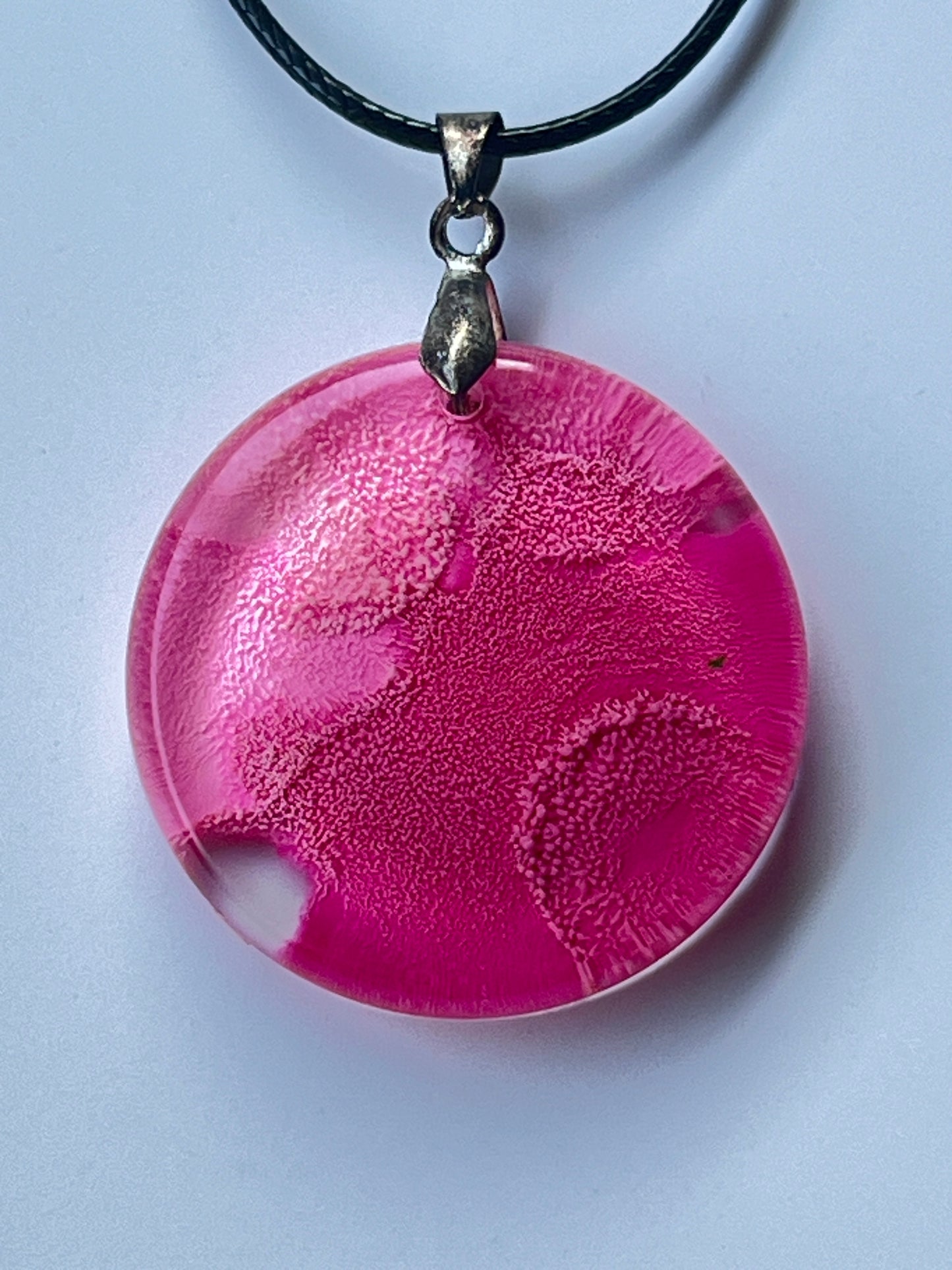 Rose Moon — Hot Pink Resin Pendant