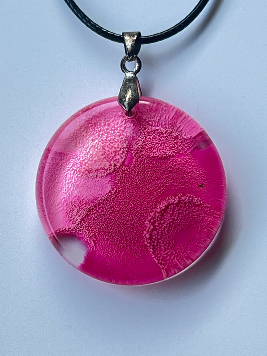 Rose Moon — Hot Pink Resin Pendant