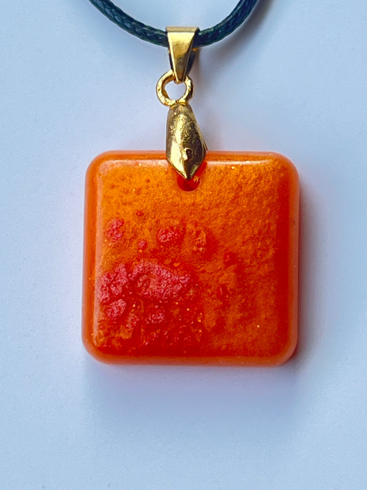 Harvest Fire — Orange & Red Resin Pendant