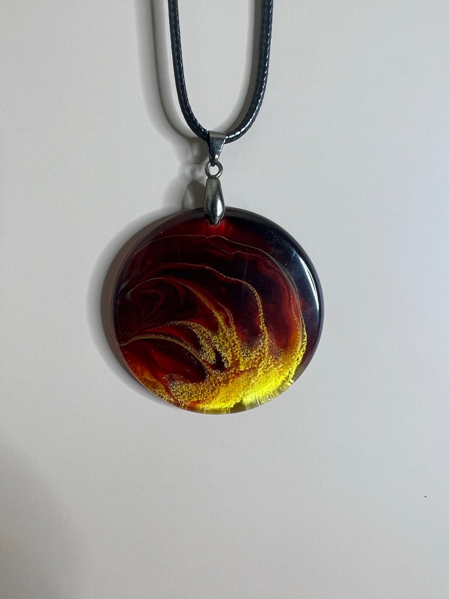 Phoenix Heart — Fire Resin Pendant