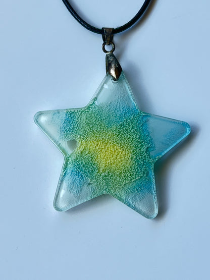 Wishing Star — Yellow & Teal Resin Pendant