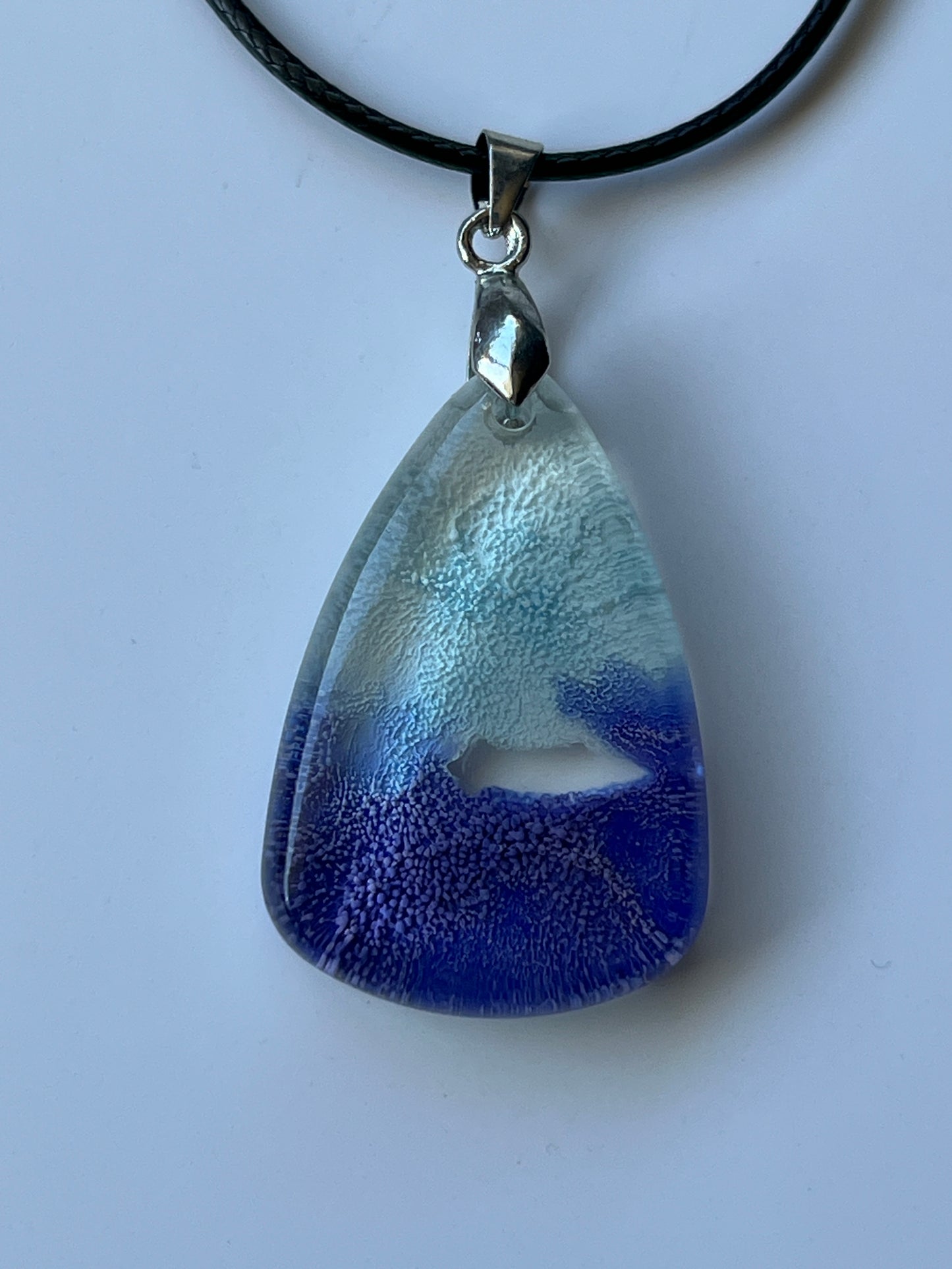 Cloud Break — White & Indigo Resin Pendant
